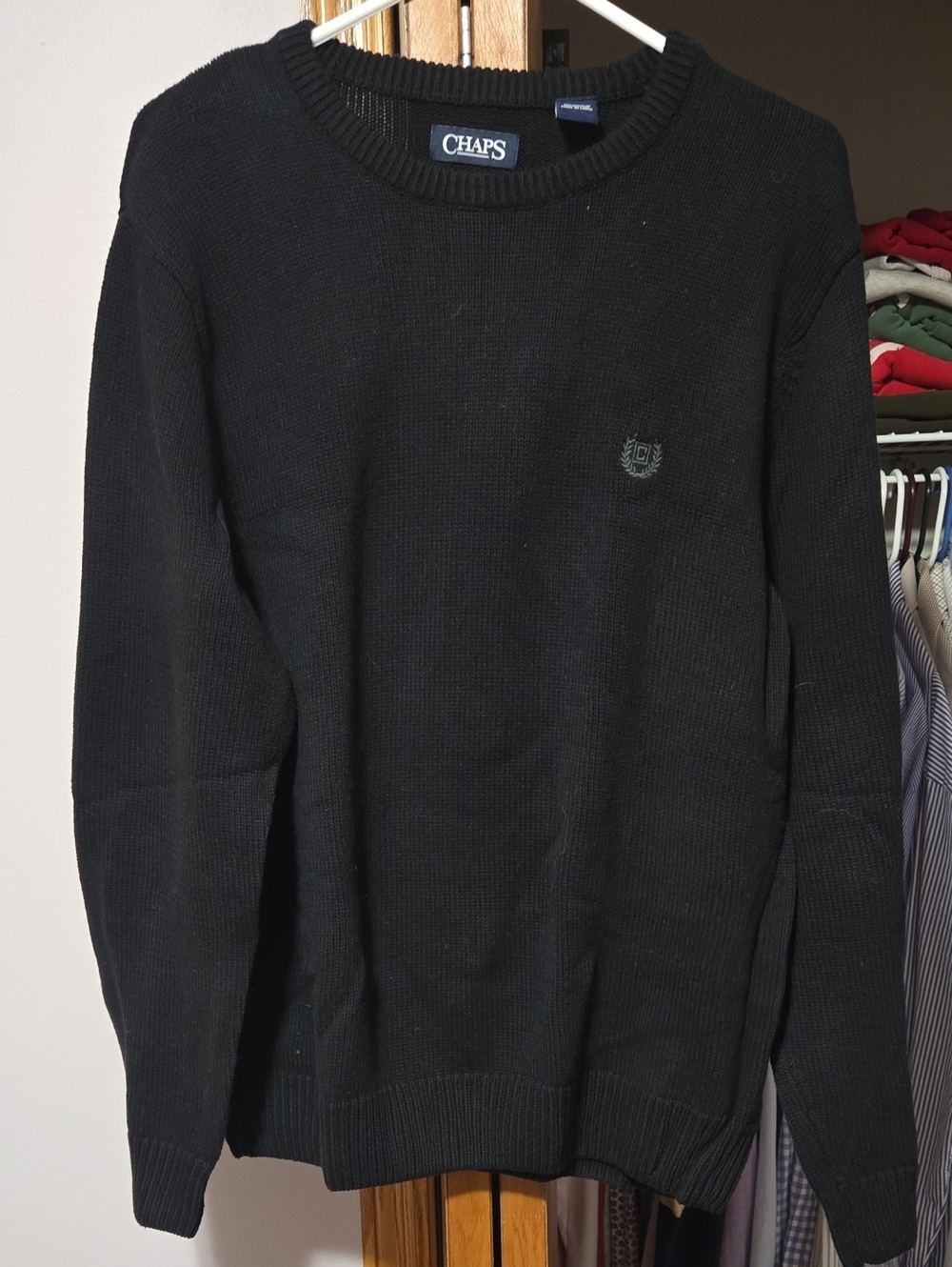 Chaps Men’s Black Crewneck Logo Sweater